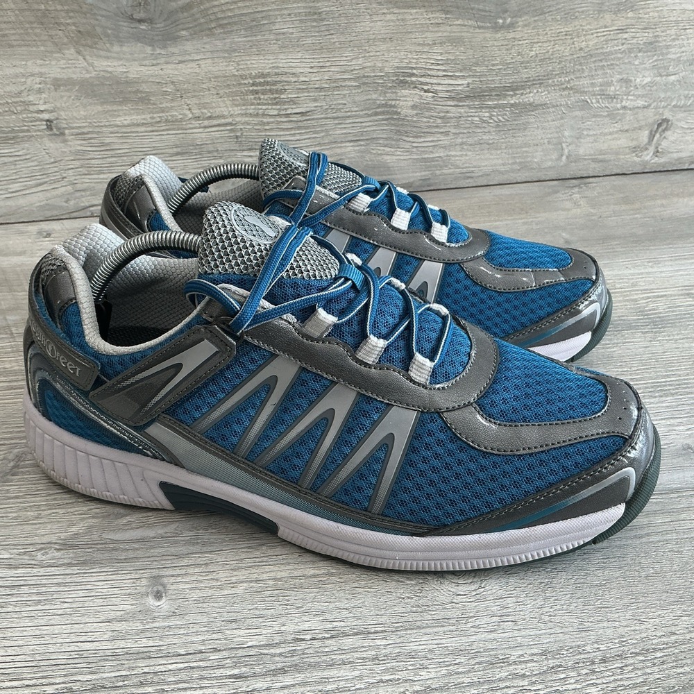 Orthofeet Sprint 674 Mens Orthopedic Walking Shoes Blue Silver Size 11 2E Wide